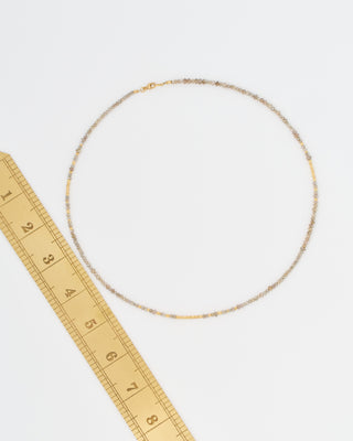 gold and grey diamond round beaded necklace