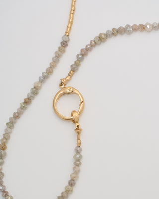gold and grey diamond round beaded necklace with clasp