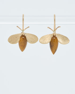gold and tigers eye bee earrings