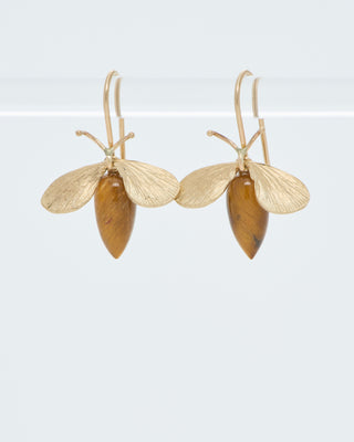 gold and tigers eye bee earrings