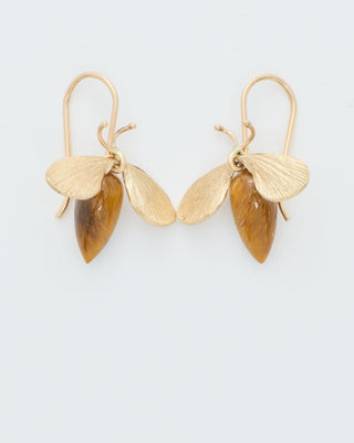 gold and tigers eye bee earrings
