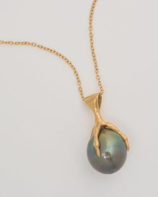 gold claw with pearl quail egg necklace
