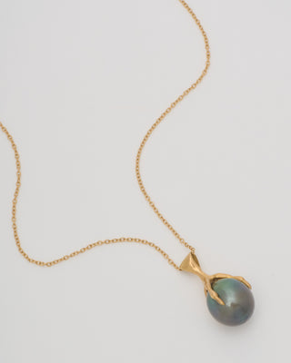 gold claw with pearl quail egg necklace