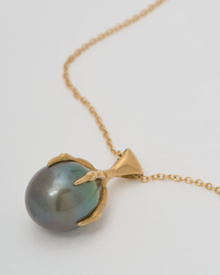 gold claw with pearl quail egg necklace