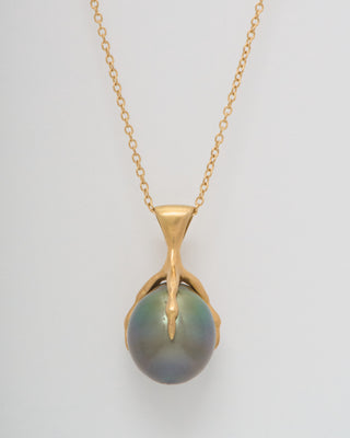 gold claw with pearl quail egg necklace