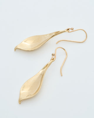 gold small crocus petal earrings