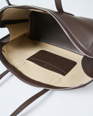 grained leather day tote