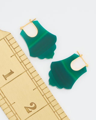 green agate acanthus crest earrings