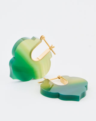 green agate moroccan crest earrings