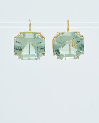 green amethyst ascher cut earrings