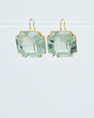green amethyst ascher cut earrings