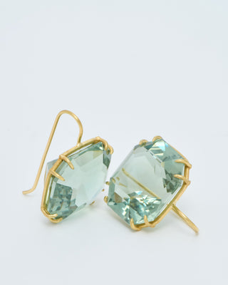 green amethyst ascher cut earrings