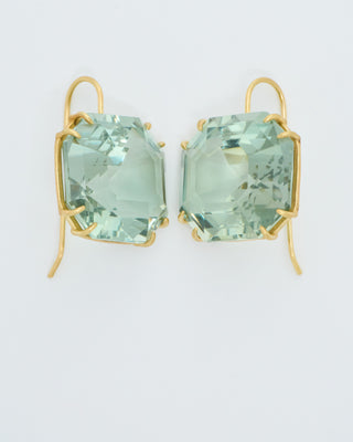 green amethyst ascher cut earrings