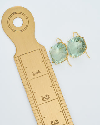 green amethyst ascher cut earrings
