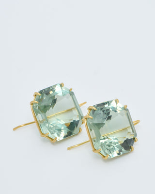 green amethyst ascher cut earrings
