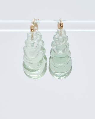 green amethyst stone carved hoop earring