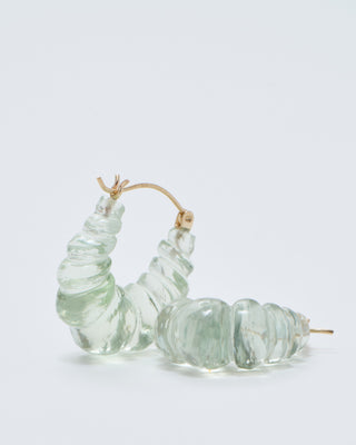 green amethyst stone carved hoop earring