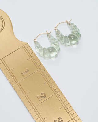 green amethyst stone carved hoop earring