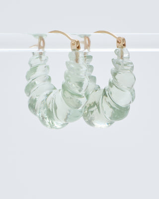 green amethyst stone carved hoop earring