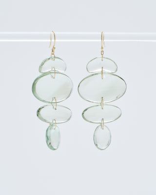 small oval totem green amethyst earrings