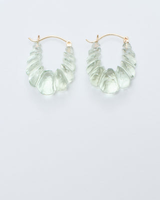 green amethyst stone carved hoop earring