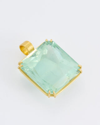 green aqua cube gemstone pendant