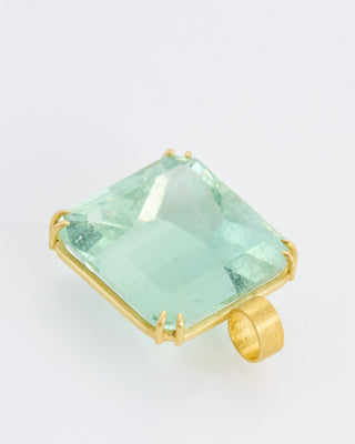 green aqua cube gemstone pendant