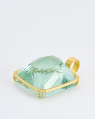 green aqua cube gemstone pendant