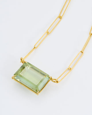 green beryl emerald cut necklace