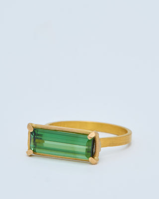 green tourmaline east west ring