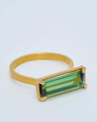 green tourmaline east west ring