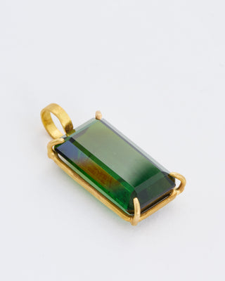 green tourmaline emerald cut pendant