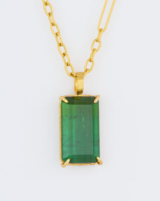 green tourmaline emerald cut pendant