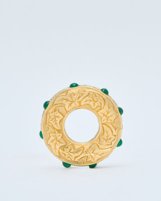 hag stone mini pendant w/ emeralds