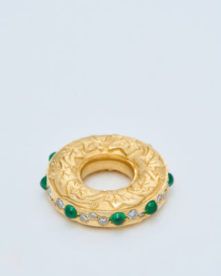 hag stone mini pendant w/ emeralds