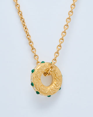 hag stone mini pendant w/ emeralds