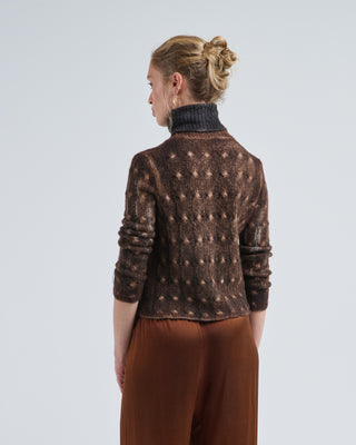 hand painted braided high neck cashmere and silk pullover