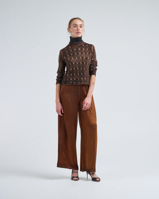 hand painted braided high neck cashmere and silk pullover