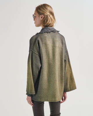 hand painted herringbone shawled jacket with fringes