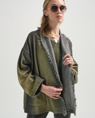 hand painted herringbone shawled jacket with fringes