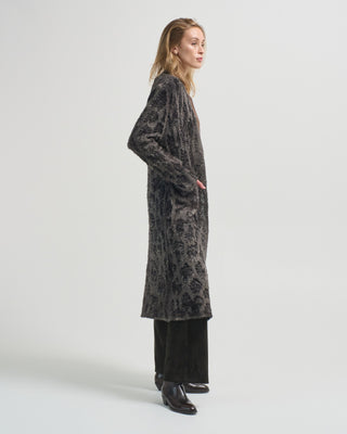 hand painted leopard jacquard effect duster