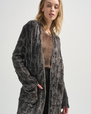 hand painted leopard jacquard effect duster