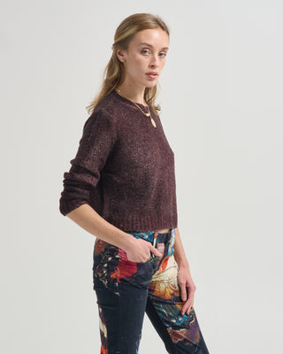 hand painted malfile merinos silk round neck pullover