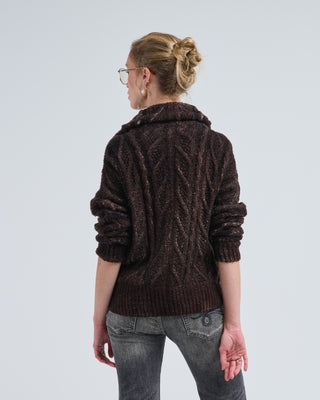 hand painted malfile' merinos silk zipped cardigan with braids