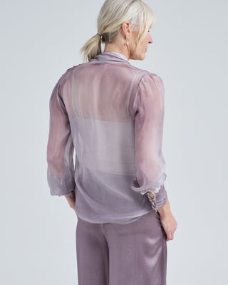 hand painted silk chiffon shirt with bow
