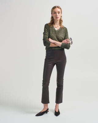 hand painted ultralight cashmere wool v neck pullover with destroyed effect