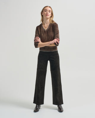 hand painted ultralight cashmere wool v neck pullover with destroyed effect