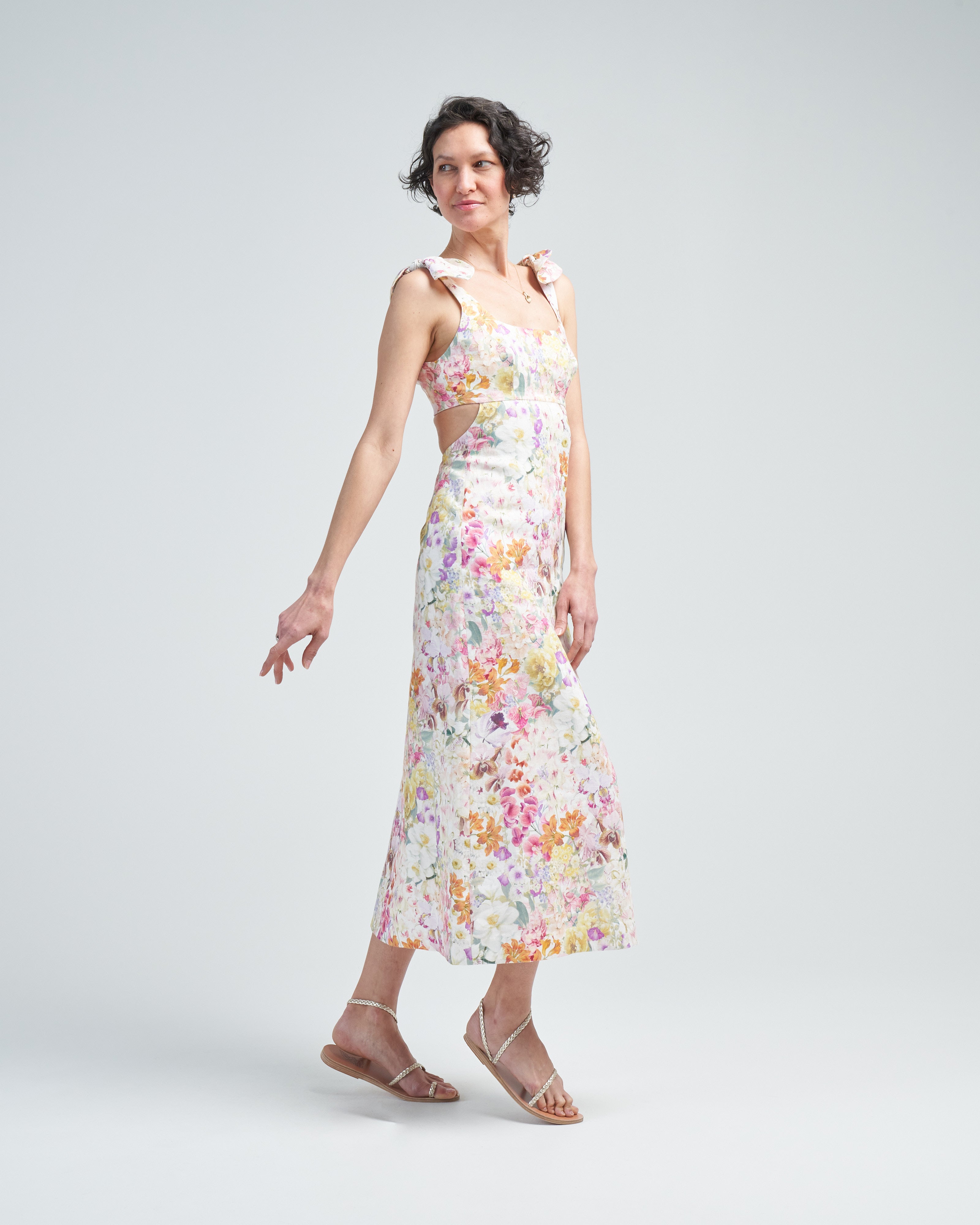 Zimmermann Harmony Tie Shoulder Midi Kaleidoscope Garden Zimmermann Harmony Tie Shoulder Midi Kaleidoscope Garden