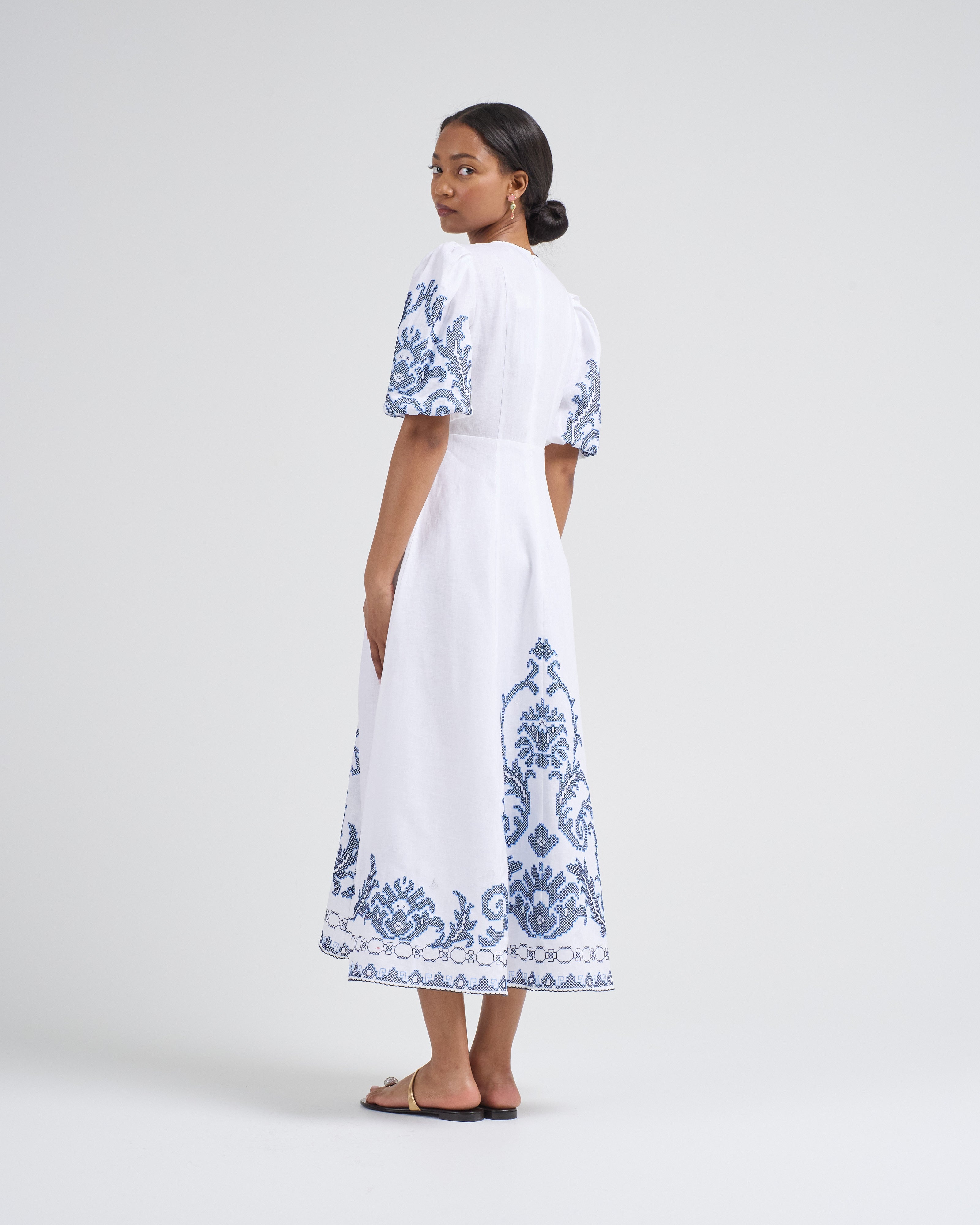 Alemais Hazel Embroidered Midi Dress White Alemais Hazel Embroidered Midi Dress White
