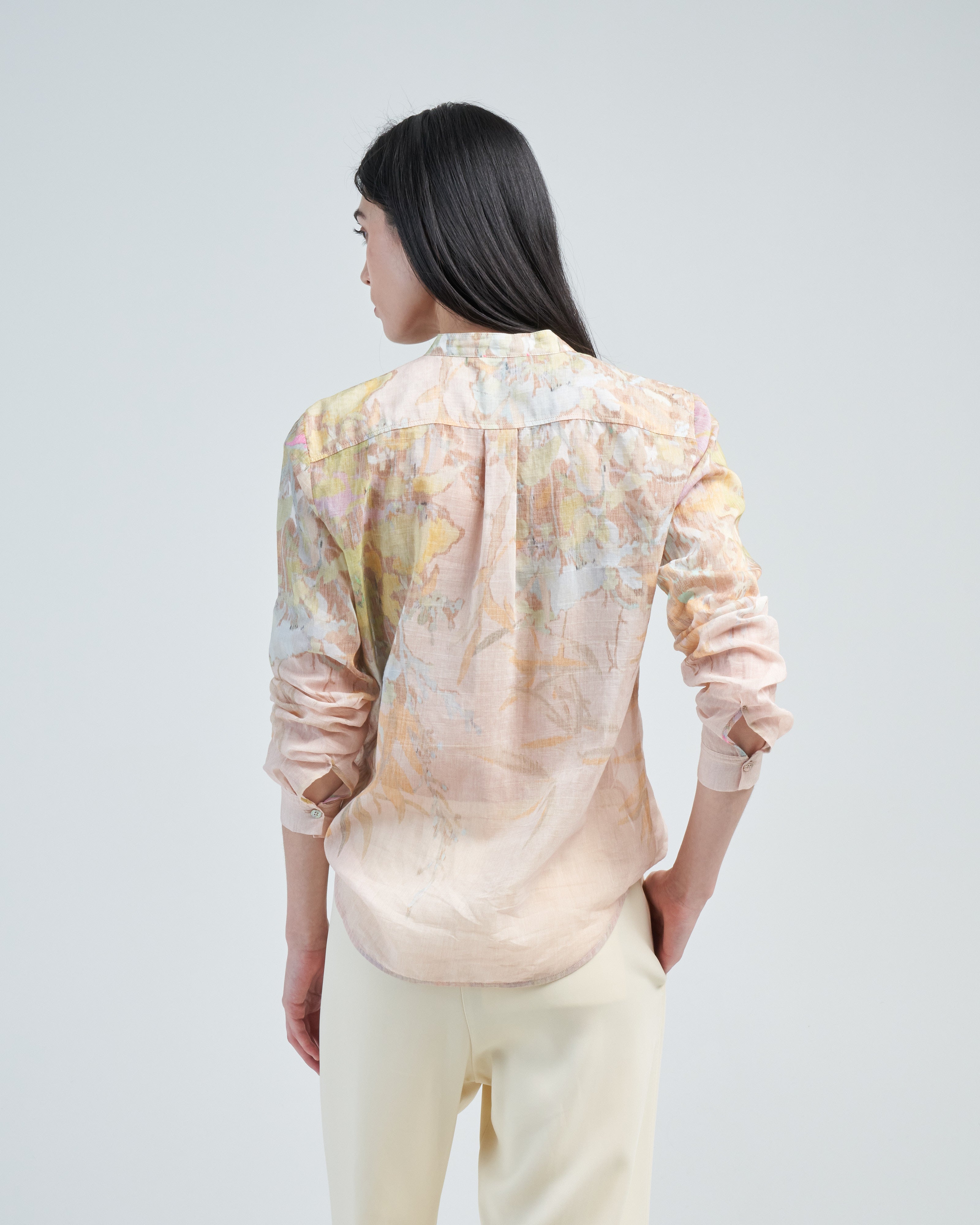 Forte Forte Heaven Print Cotton Silk Voile Grandfather Shirt Petalo